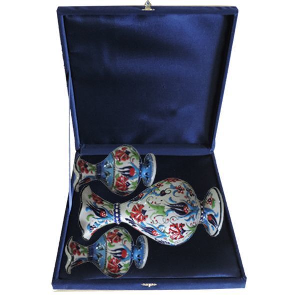 Oğuz Çini  KADİFE KUTULU VAZO SETİ