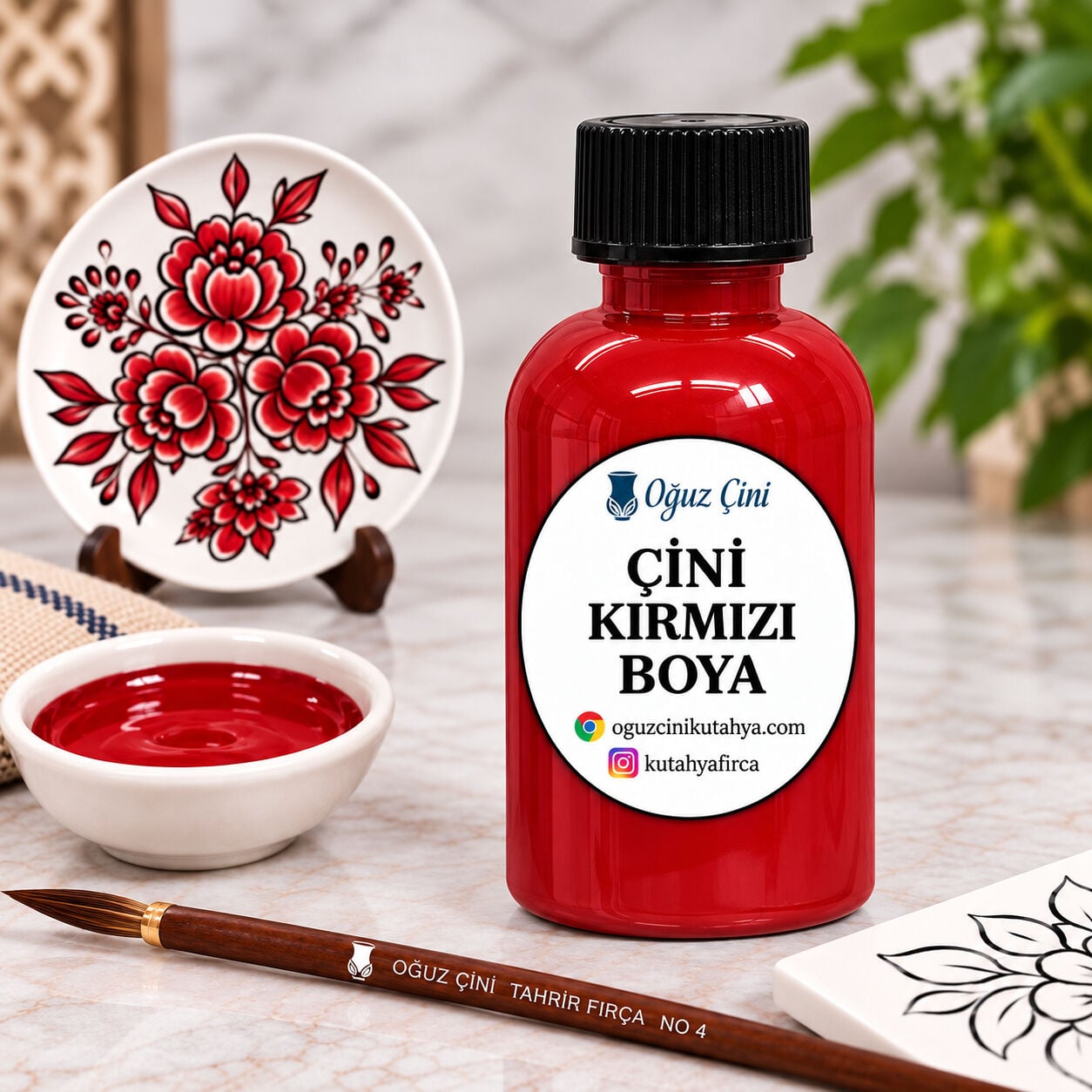 Kırmızı Çini Boyası Sıraltı - Kütahya çini boyası ve sırçası