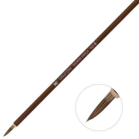 Oğuz Çini Kurt Kılı 4 No Tahrir Samur Çizim Bambu Fırça