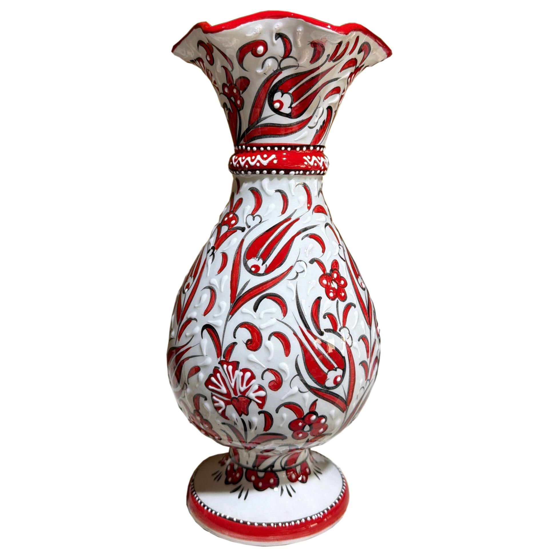 30cm Sümbül Kırmızı Tek Renk  El Dekoru Samur Vazo