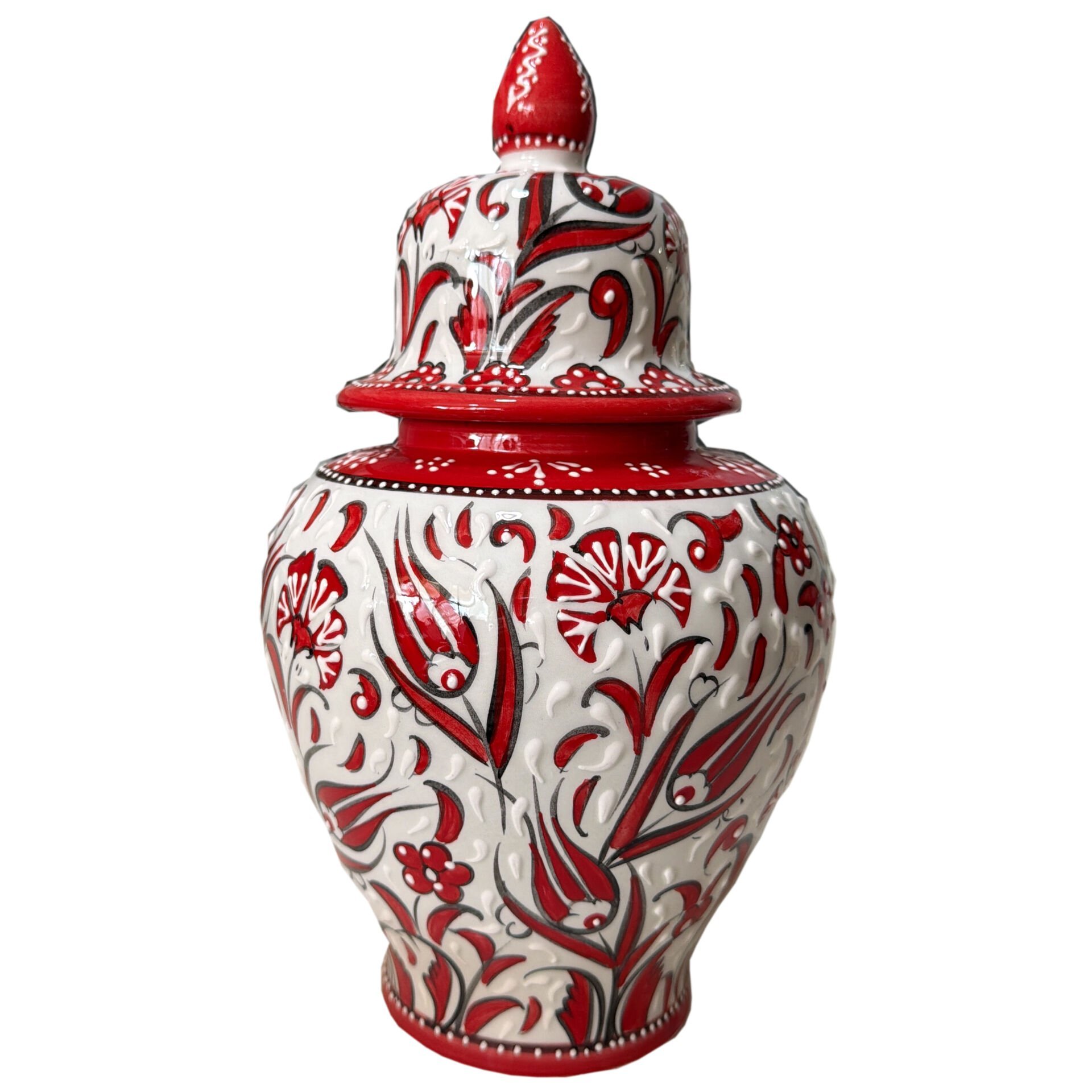 30cm Hediyelik Kütahya Tek Renk Kırmızı Küp