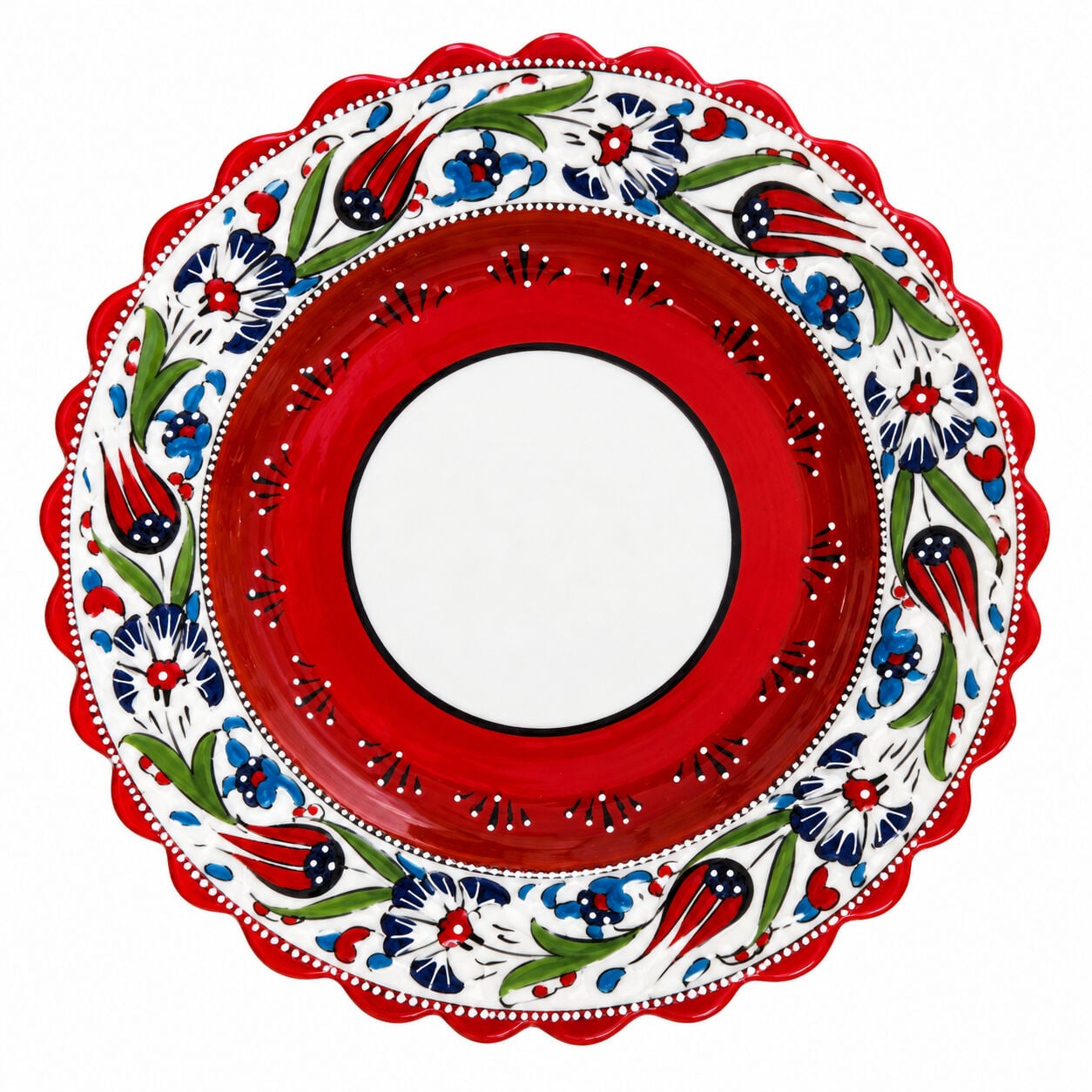 30 cm Koral Kırmızı Kurumsal Logolu ve Resimli Çini Tabak