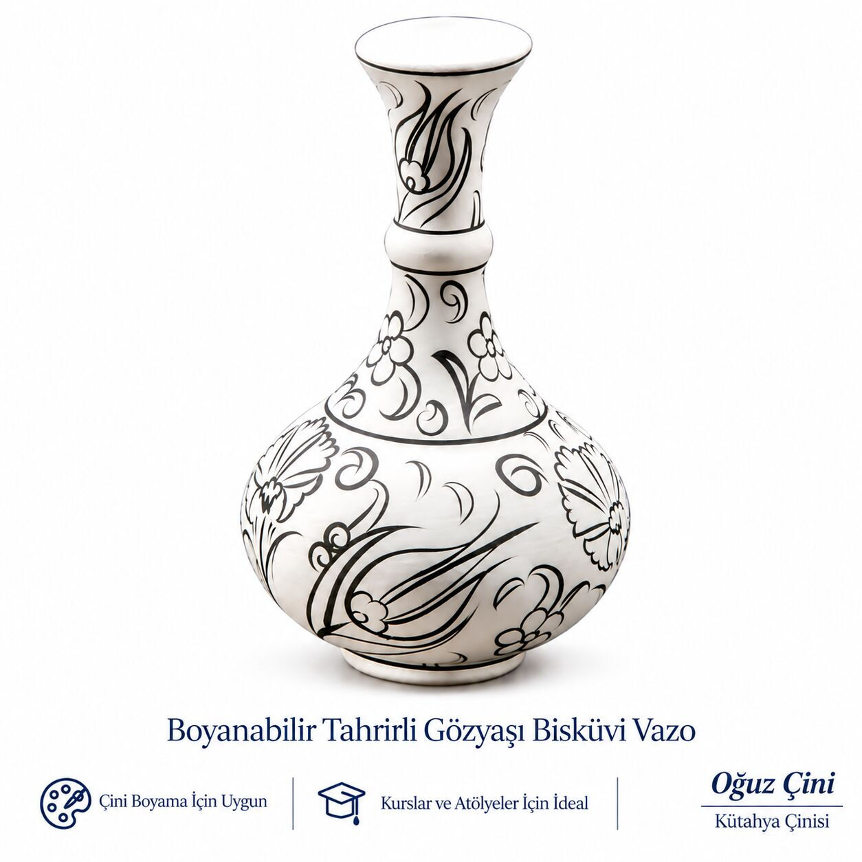 20 cm Boyanabilir Tahrirli Gözyaşı Bisküvi Vazo