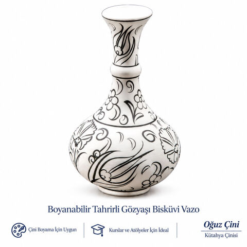 20 cm Boyanabilir Tahrirli Gözyaşı Bisküvi Vazo