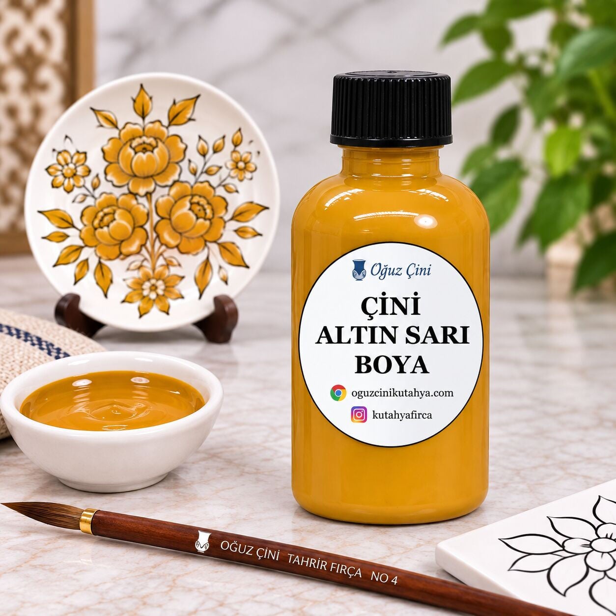 Altın Sarı Çini Boyası Sıraltı - Kütahya çini boyası ve sırçası
