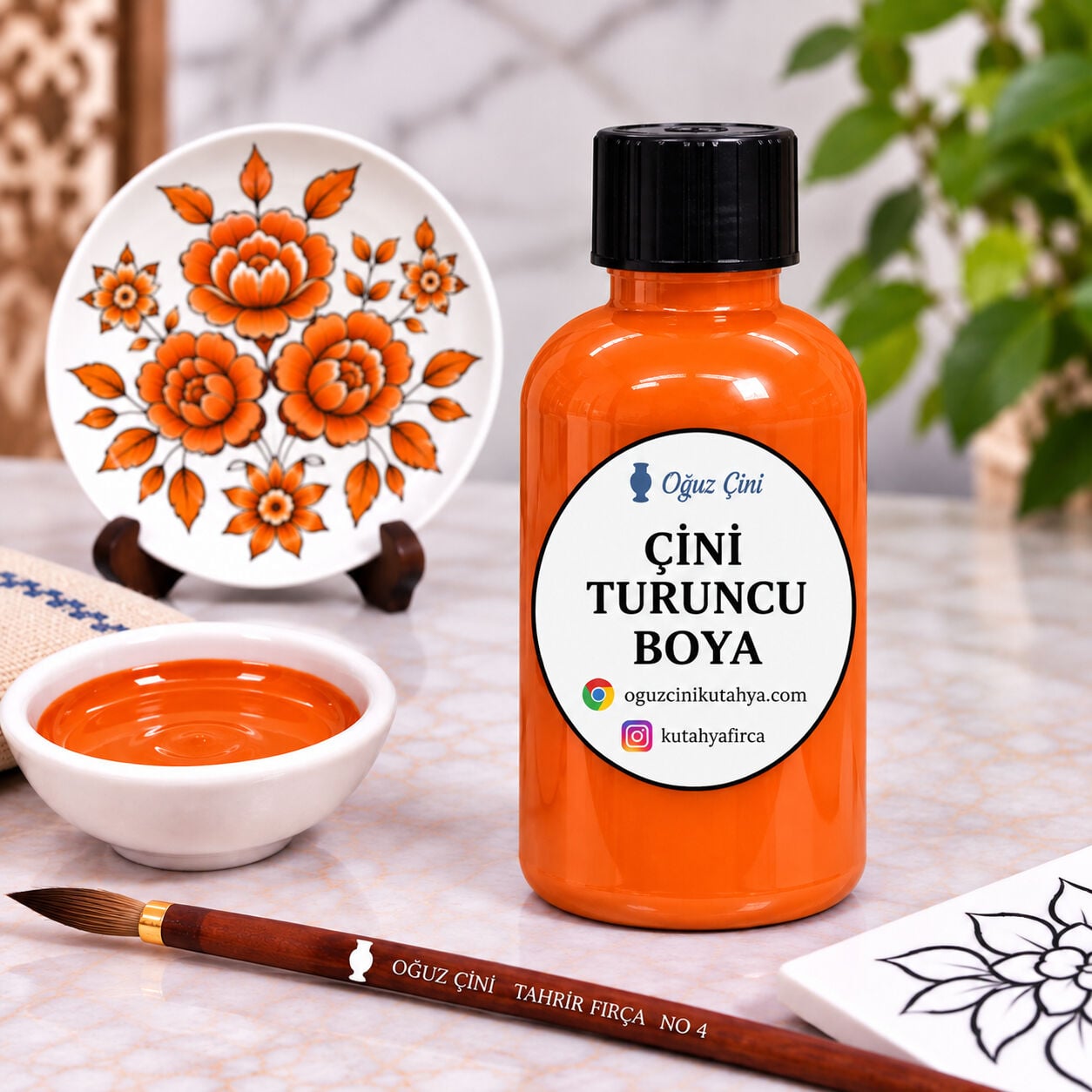 Turuncu Çini Boyası Sıraltı - Kütahya çini boyası ve sırçası