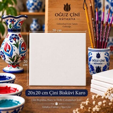20x20 cm Çini Bisküvi Karo