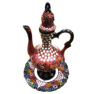 20cm Kırmızı Siyah Dantel Çini İbrik