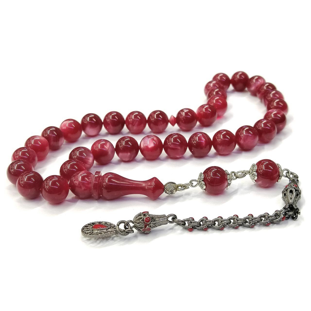 Küre Kesim Vişne Rengi Ateş Kehribar Tesbih