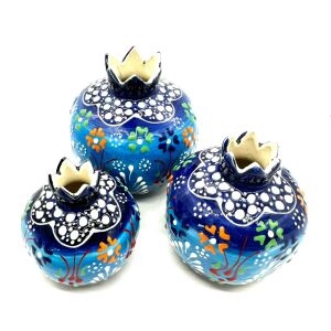 Açık Mavi Lacivert Dantel Çini Nar Takımı