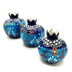 Açık Mavi Lacivert Dantel Çini Nar Takımı