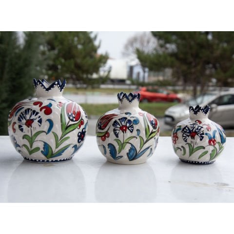 Kabartma Mavi Renkli Çini Nar Takımı