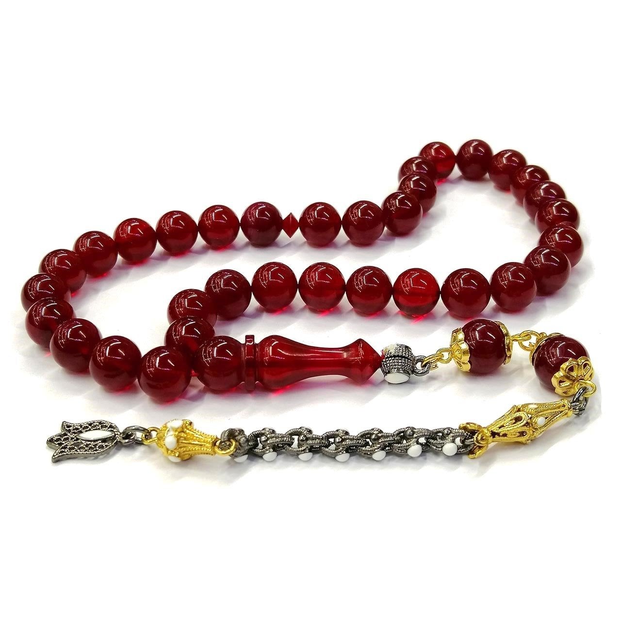 Küre Kesim Bordo Renk Ateş Kehribar Tesbih