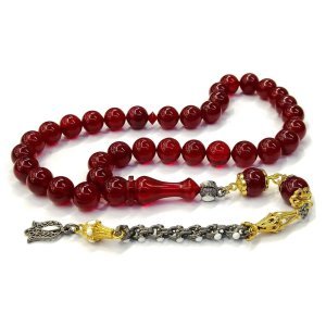 Küre Kesim Bordo Renk Ateş Kehribar Tesbih