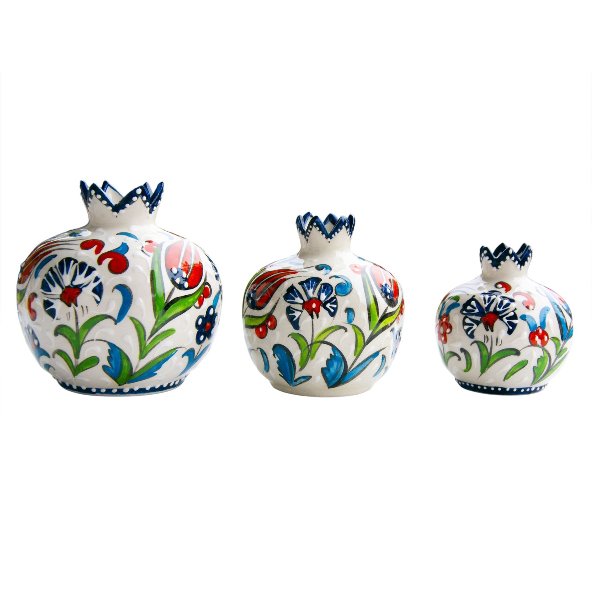 Kabartma Mavi Renkli Çini Nar Takımı