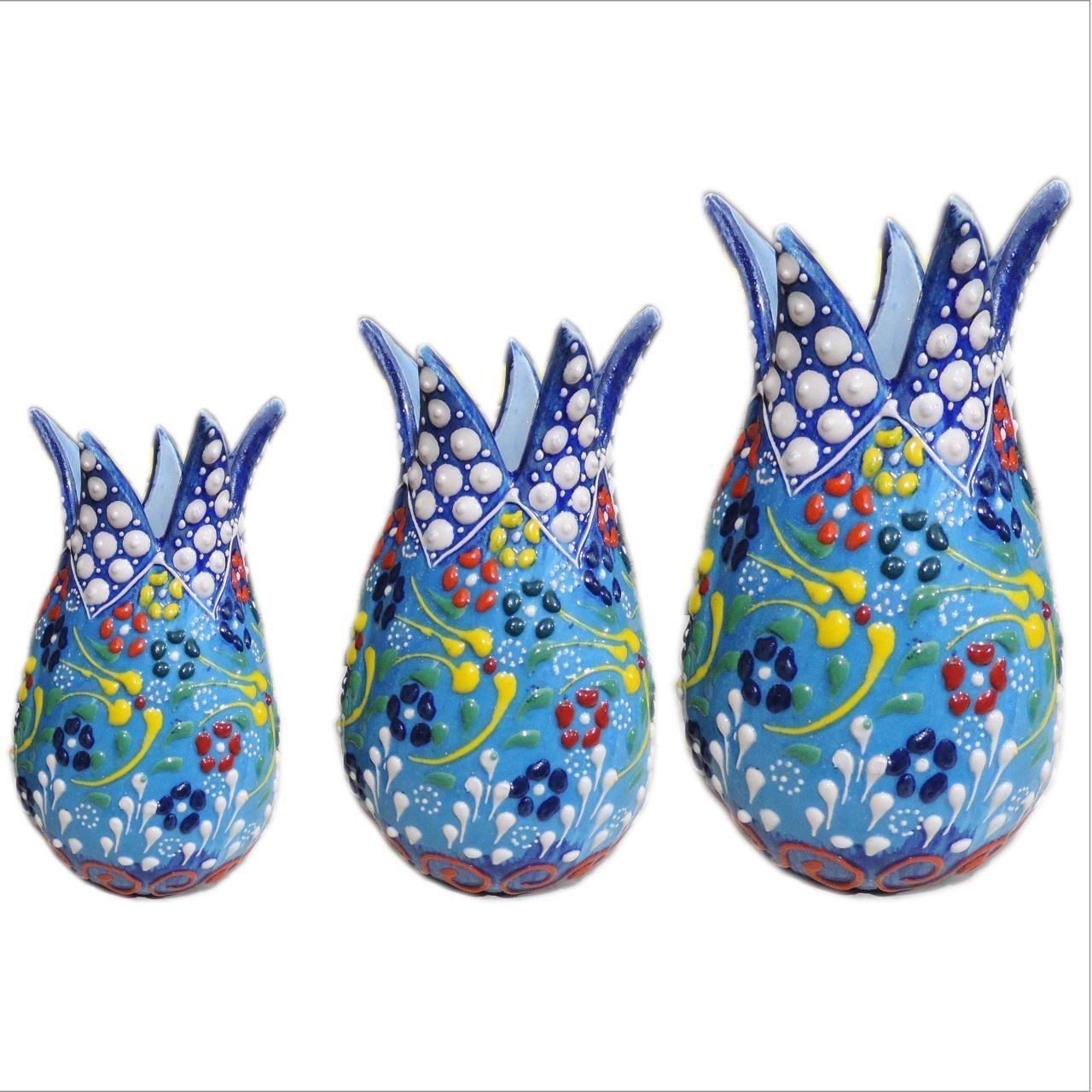 Açık Mavi Lacivert Renkli Çini Lale Takımı