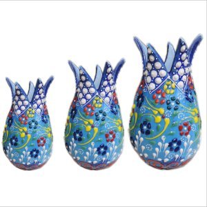 Açık Mavi Lacivert Renkli Çini Lale Takımı