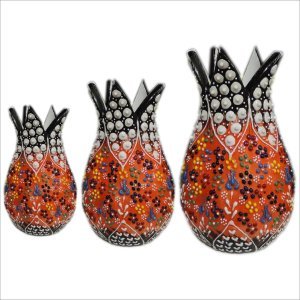 Portakal Siyah Renkli Çini Lale Takımı