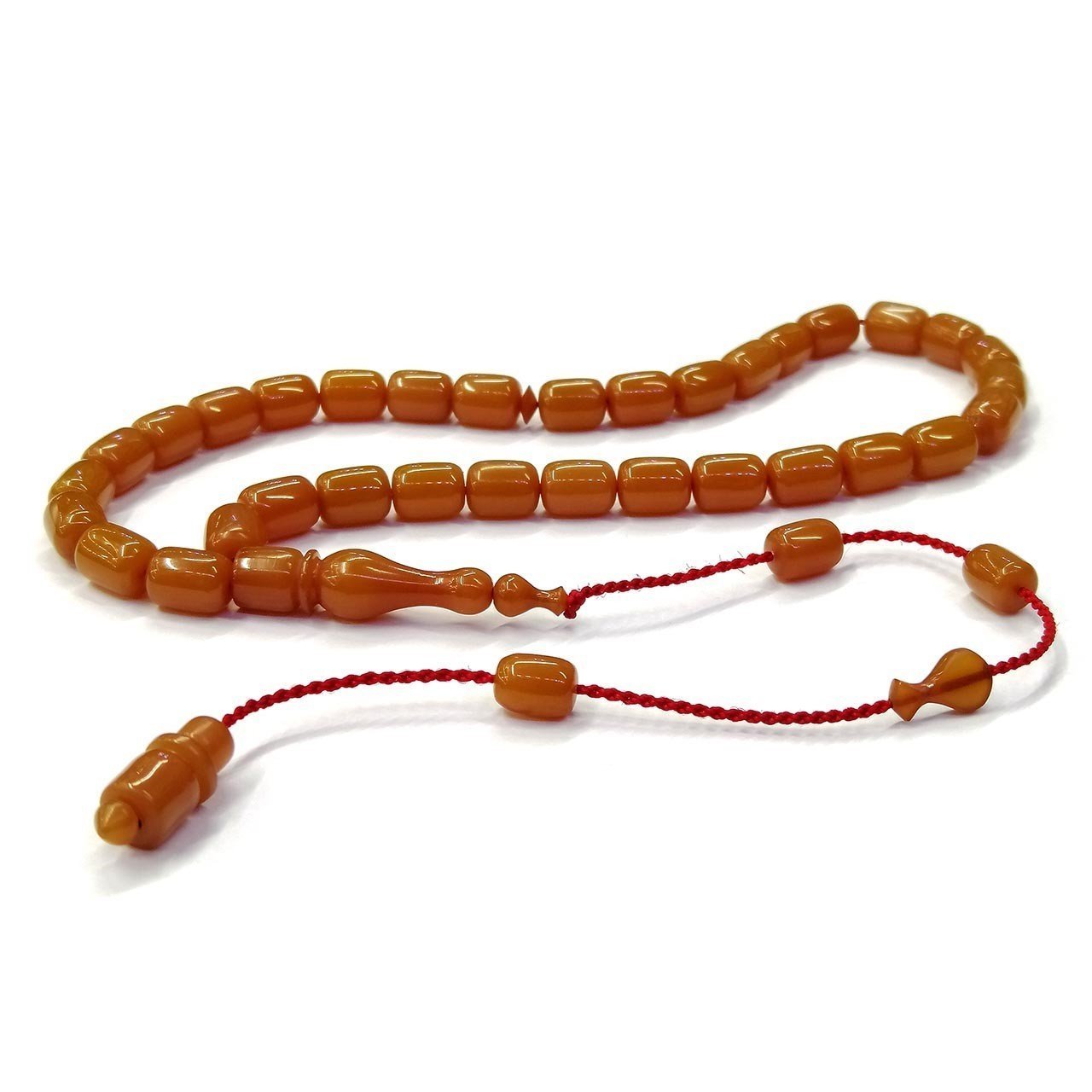 Sistemli Püsküllü Kapsül Kesim Bal Rengi Sıkma Kehribar Tesbih