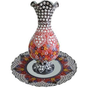 25cm Kırmızı Siyah Dantel Sümbül Vazo