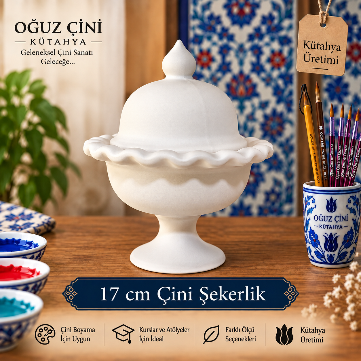 17 cm Çini Bisküvi Şekerlik