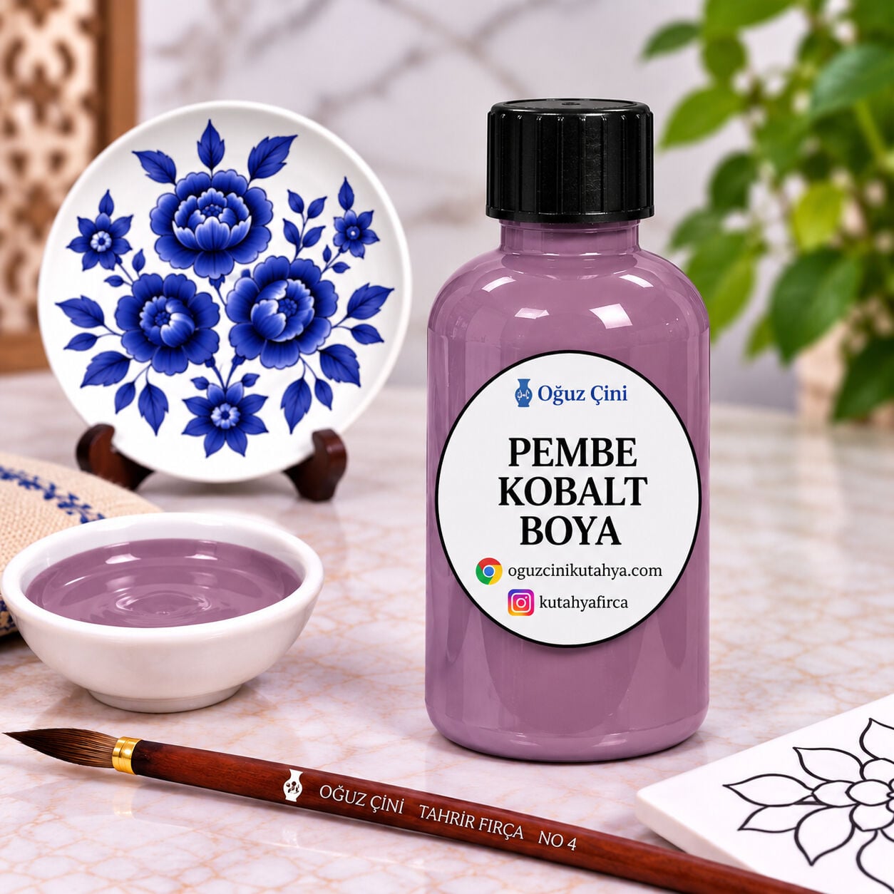 Pembe Kobalt Çini Boyası Sıraltı - Kütahya çini boyası ve sırçası