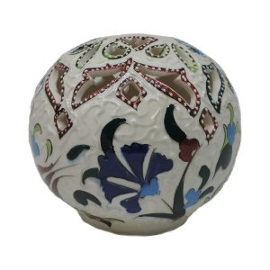 Oğuz Çini 12 cm Samur Oymalı Mumluk