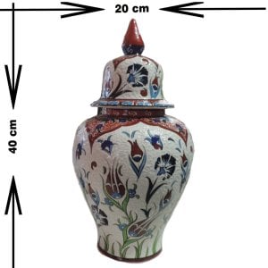 Oğuz Çini 40 cm Kırmızı Samur Şah Küp