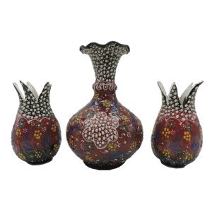 Oğuz Çini Dantel Vazo Lale Seti