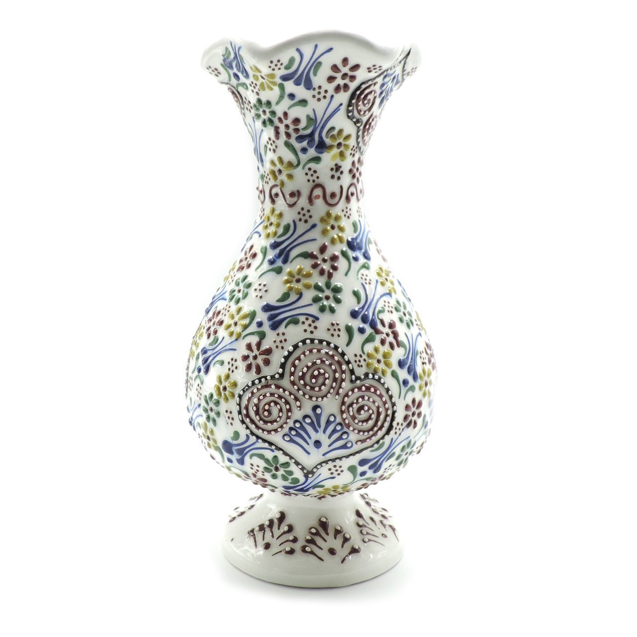 Oğuz Çini 25cm Beyaz Dantel Sümbül Vazo