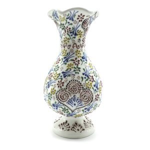 Oğuz Çini 25cm Beyaz Dantel Sümbül Vazo