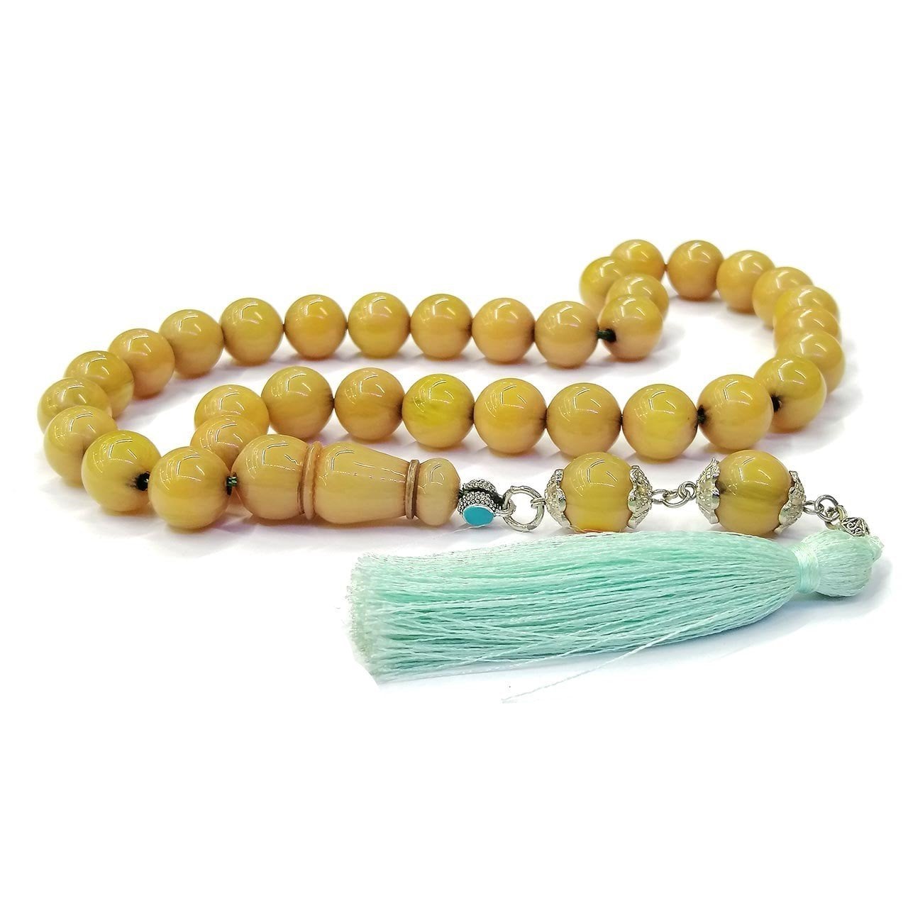 Dev Boy Osmanlı İp Püsküllü Sıkma Kehribar Ağa Tesbihi