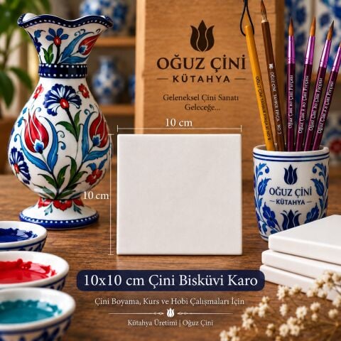 10x10 cm Çini Bisküvi Karo