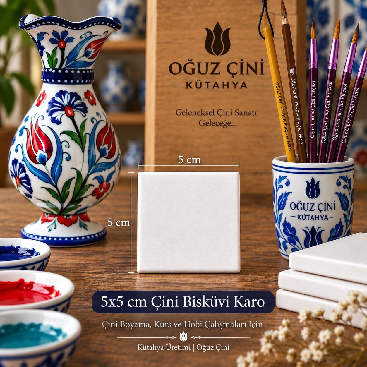 5x5 cm Çini Bisküvi Karo