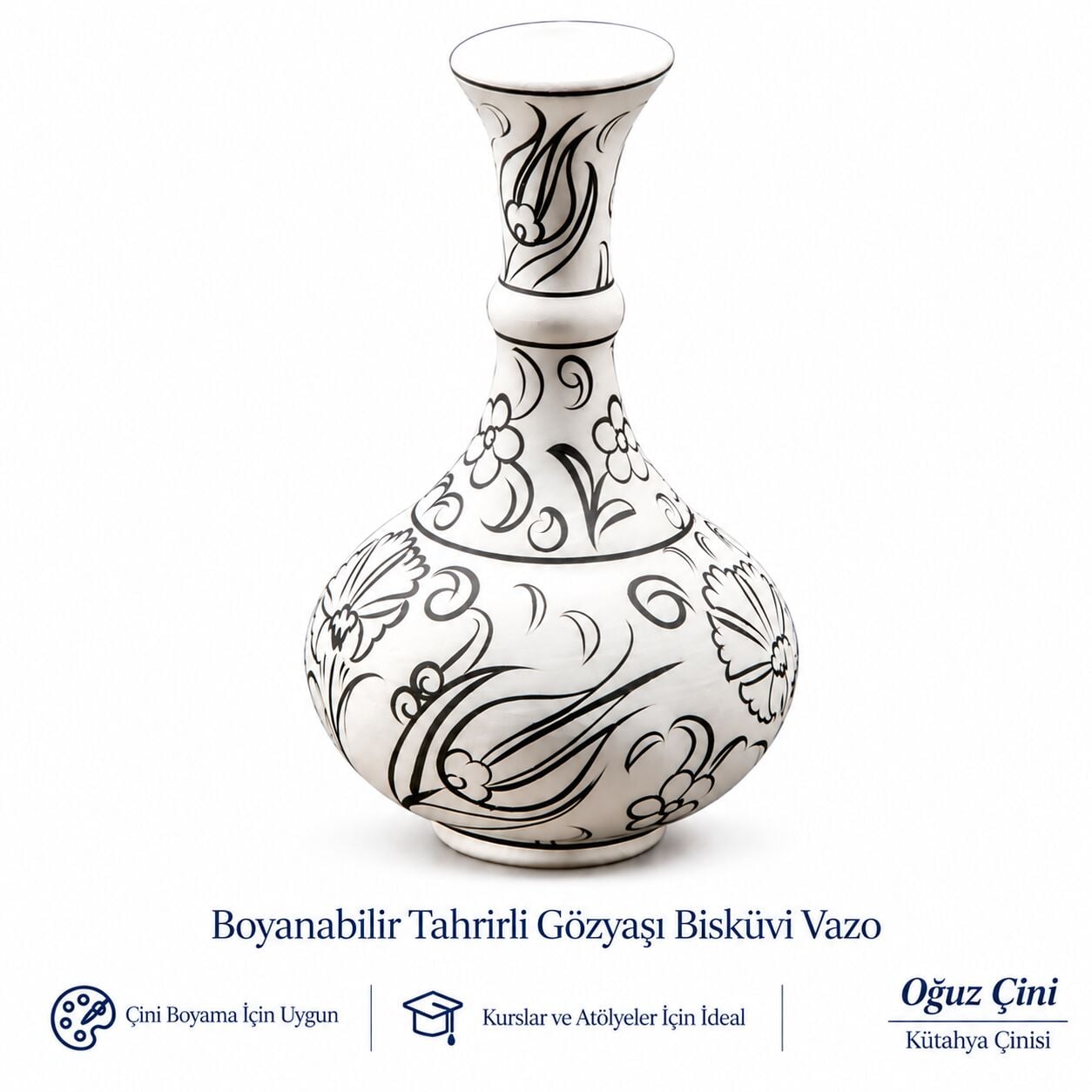 15 cm Boyanabilir Tahrirli Gözyaşı Bisküvi Vazo