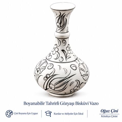 15 cm Boyanabilir Tahrirli Gözyaşı Bisküvi Vazo