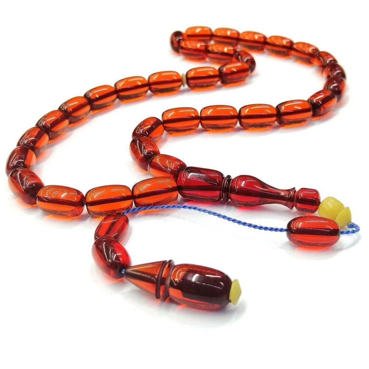 Sistemli Püsküllü Kapsül Kesim Turuncu Renk Ateş Kehribar Tesbih