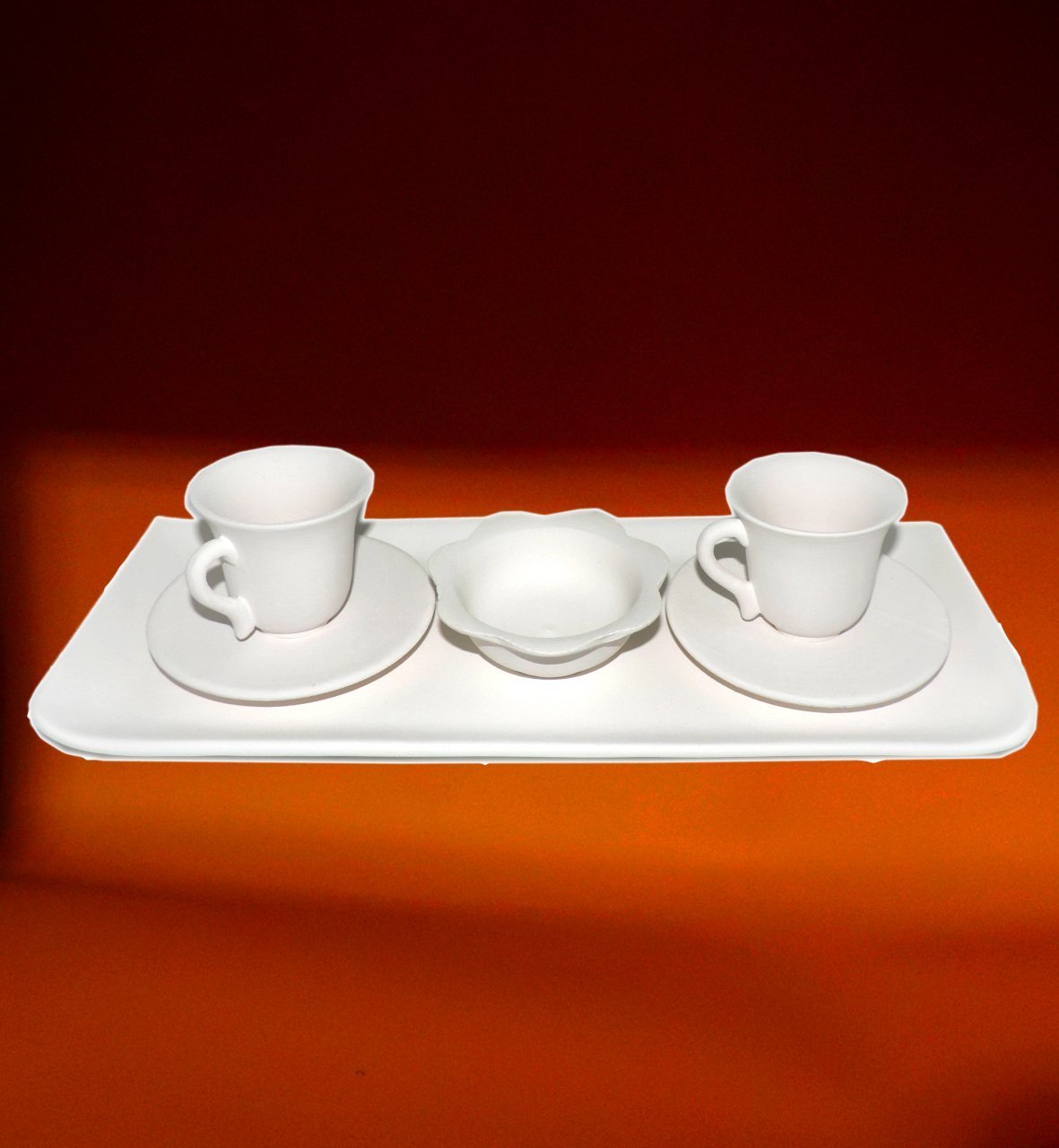 Bisküvi Dikdörtgen Tepsi 2 Fincanlı