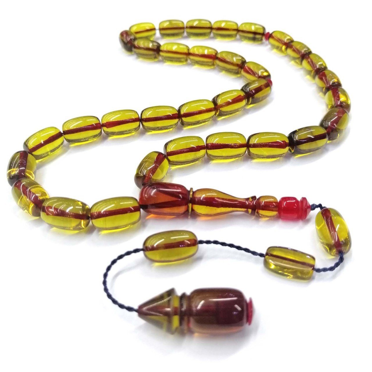 Sistemli Püsküllü Kapsül Kesim Şeffaf Yeşil Renk Ateş Kehribar Tesbih