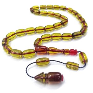 Sistemli Püsküllü Kapsül Kesim Şeffaf Yeşil Renk Ateş Kehribar Tesbih