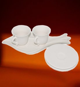 Bisküvi Balık Tepsi 2 Fincanlı 2 tabaklı