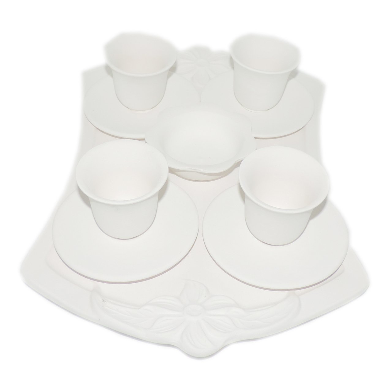 Bisküvi Çiçekli Tepsi 4 Tabakalı Fincan