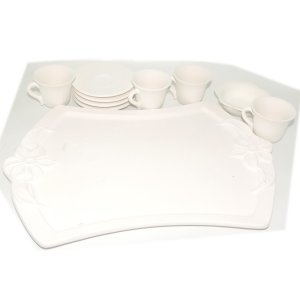 Bisküvi Çiçekli Tepsi 4 Tabakalı Fincan