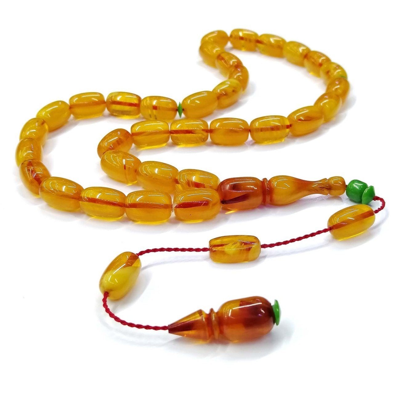 Sistemli Püsküllü Kapsül Kesim Sarı Renk Sıkma Kehribar Tesbih