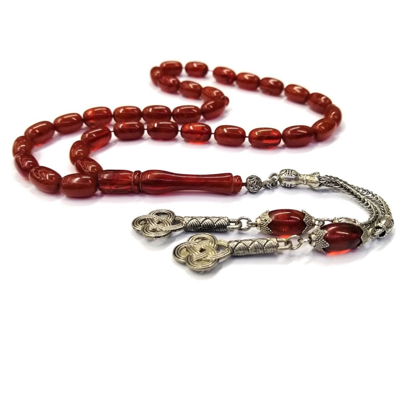 Kapsül Kesim Açık Kahverengi Hareli Sıkma Kehribar Tesbih