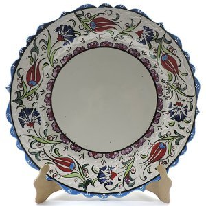 Açık Mavi İsim Yazılı Çini Tabak – 30 cm El Yapımı