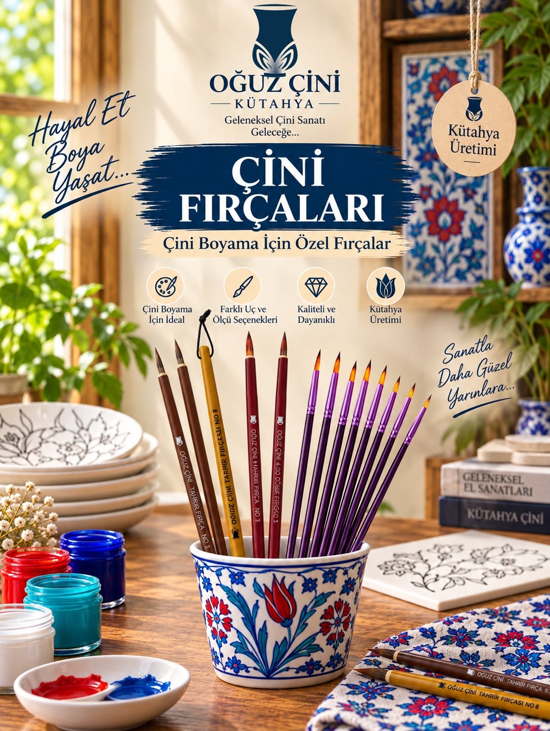 Çini fırçaları – Kütahya üretimi çini boyama fırçaları