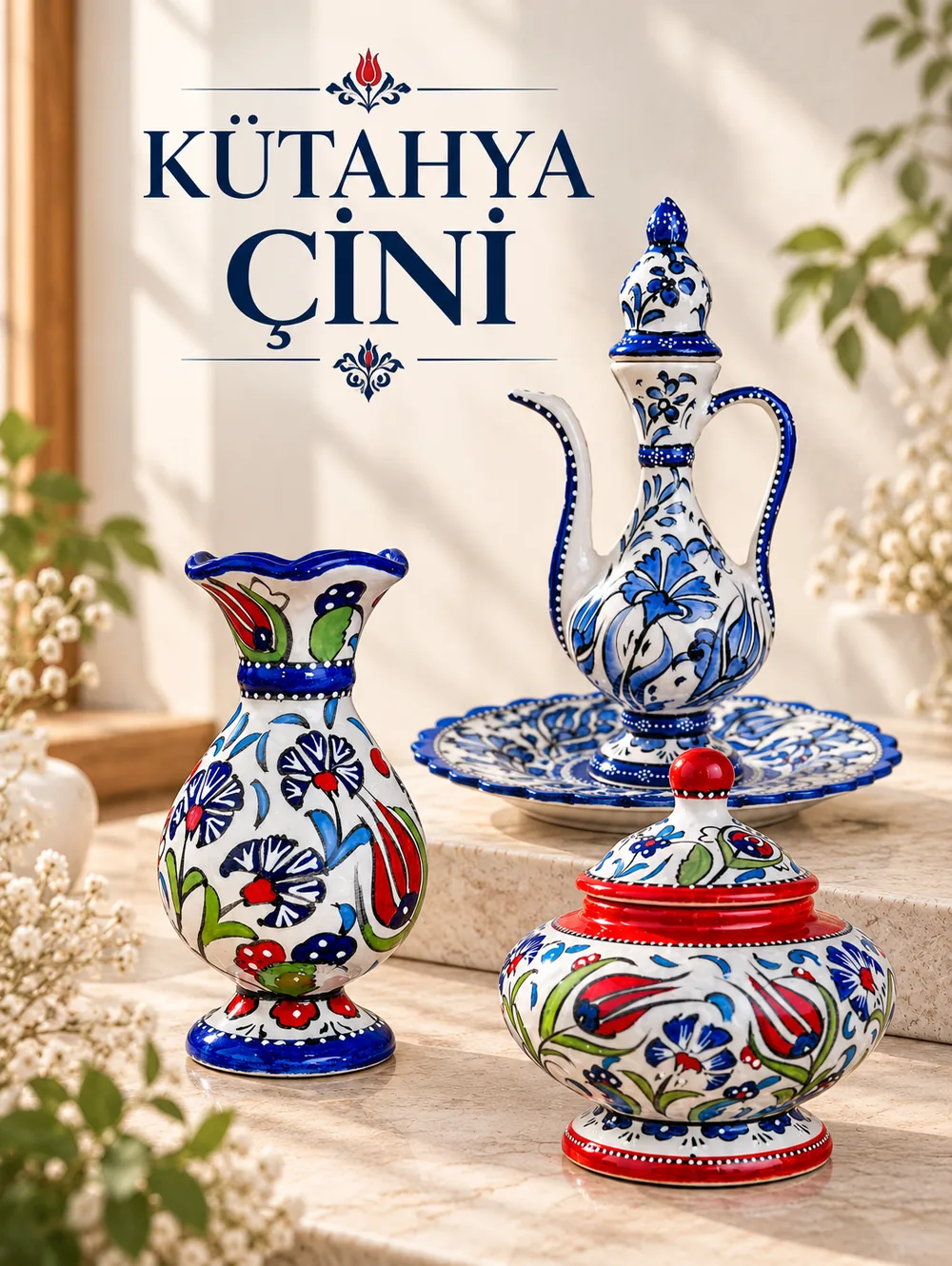 Kütahya Çini El Yapımı Geleneksel Çini Vazo ve Seramik Ürünleri