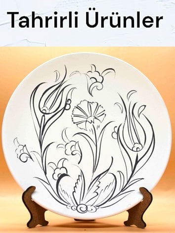 Çini seramik tahrirli çizimli ürünler